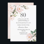 赤面ピンク&ホワイトフローラ80th誕生日パーティー 招待状<br><div class="desc">赤面ピンク&ホワイトフローラ80thバースデーパーティーへの招待ニッチとネストストアのマッチングコレクションを参照</div>