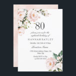赤面ピンク&ホワイトフローラ80th誕生日パーティー 招待状<br><div class="desc">赤面ピンク&ホワイトフローラ80thバースデーパーティーへの招待ニッチとネストストアのマッチングコレクションを参照</div>