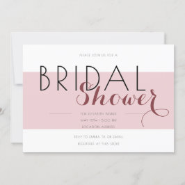 赤面ピンク&ホワイトブラック文字ブライダルシャワー 招待状