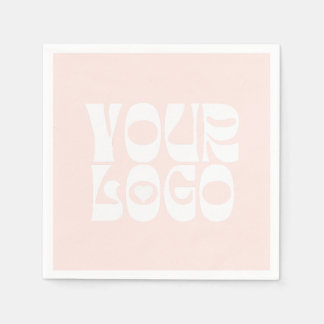 赤面ピンク&ホワイト企業のビジネスロゴナプキン スタンダードカクテルナプキン