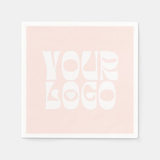 赤面ピンク&ホワイト企業のビジネスロゴナプキン スタンダードカクテルナプキン (正面)