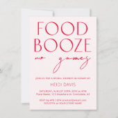 赤面ピンク&マゼンタNoゲームブライダルシャワーインビタ 招待状 (正面)