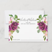 赤面ピンク&マルサラフローラウィズカードワード 招待状 (正面)