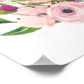 赤面ピンク&マルサラフローラウェルカムブライダルシャワー ポスター (角)