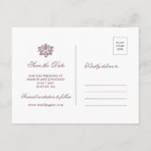 赤面ピンク&メイヴヴィンテージレース日付を保存 案内ポストカード (裏面)