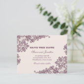 赤面ピンク&メイヴヴィンテージレース日付を保存 案内ポストカード (スタンド正面)