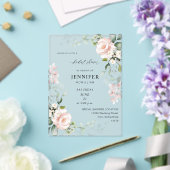 赤面ピンク&ユーカリフローラブライダルシャワー アクリル招待状 (インサイチュ (ウェディング))
