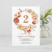 赤面ピンク&レッドフラワーズリース2nd誕生日 招待状 (スタンド正面)
