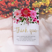 赤面ピンク&レッドフローラ赤ちゃんシャワーありがとう サンキューカード