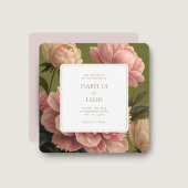 赤面ピンク | ヴィンテージオリーブ&バラ結婚ズ 招待状