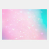 赤面ピンク《写真》ぼけ味ハート誕生日 ラッピングペーパーシート (正面)