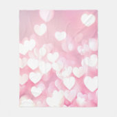 赤面ピンク《写真》ぼけ味ハート フリースブランケット (正面)