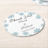 赤面ピンク、水色結婚ズありがとう   ラウンドペーパーコースター (アングル)