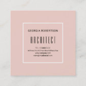 赤面ピンク、白い三角形、モノグラム幾何学的 スクエア名刺 (裏面)