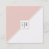 赤面ピンク、白い三角形、モノグラム幾何学的 スクエア名刺 (正面)