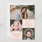 赤面ピンク&真鍮の書道写真卒業 招待状 (裏面)