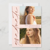 赤面ピンク&真鍮書道2写真卒業 招待状 (正面)