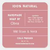 赤面ピンク |石けん原料製品ラベル スクエアシール (正面)