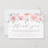 赤面ピンク&石板ブルー結婚ズサンキュー サンキューカード (正面)