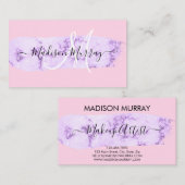 赤面ピンク&薄紫パープルユニコーンモノグラム名 名刺 (正面/裏面)