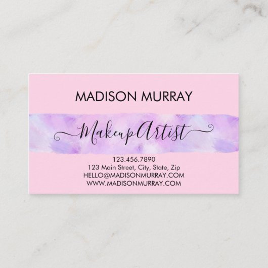 赤面ピンク&薄紫パープルユニコーンモノグラム名 名刺 (裏面)