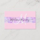 赤面ピンク&薄紫パープルユニコーンモノグラム名 名刺 (正面)