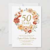 赤面ピンク&赤フラワーズ50周年 招待状 (正面)
