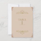 赤面ピンク&金ゴールドエレガントシックなテーブル番号カード 招待状 (正面)