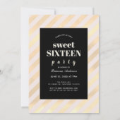 赤面ピンク&金ゴールドカラーブロックフォトスイート16 招待状 (裏面)