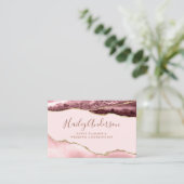 赤面ピンク&金ゴールドグリッター水カラーギルド瑪瑙 名刺 (スタンド正面)