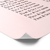 赤面ピンク&金ゴールドグリッター結婚のシーティングチャート ポスター (角)