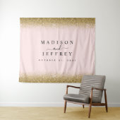 赤面ピンク&金ゴールドグリッター結婚の背景 タペストリー (インサイチュ(横))