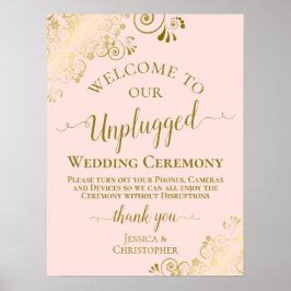 赤面ピンク&金ゴールドシック非詰結婚着式 ポスター