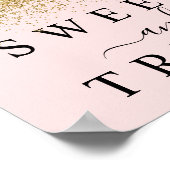 赤面ピンク&金ゴールドスイーツ&トリートデザートサイン ポスター (角)