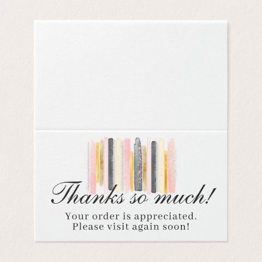 赤面ピンク&金ゴールドストロ絵を描ークシックサンキューカード (外部フラット)
