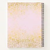 赤面ピンク&金ゴールドスパークルモノグラムネームスケッチブック ノートブック (裏面)