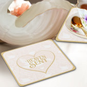 赤面ピンク&金ゴールドスワンパタン赤ちゃんシャワー スクエアペーパーコースター