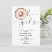 赤面ピンク&金ゴールドドーナツOHガールベビーシャワー 招待状 (スタンド正面)