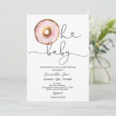 赤面ピンク&金ゴールドドーナツOHベビーベビーシャワー 招待状 (スタンド正面)