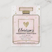 赤面ピンク&金ゴールドパリパルフムフレグランスブティック 名刺 (裏面)
