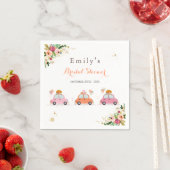 赤面ピンク&金ゴールドパンプキンドライブバイブライダルシャワー スタンダードカクテルナプキン (インサイチュ)