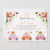 赤面ピンク&金ゴールドパンプキンドライブバイブライダルシャワー 招待状 (正面)