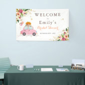 赤面ピンク&金ゴールドパンプキンドライブバイブライダルシャワー 横断幕 (トレードショー)