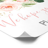 赤面ピンク&金ゴールドフローラベビーシャワーの好意のサイン ポスター (角)