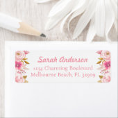 赤面ピンク&金ゴールドフローラベビーシャワー住所 シール (インサイチュ)