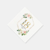 赤面ピンク&金ゴールドフローラ18誕生日カスタム スタンダードカクテルナプキン (角)