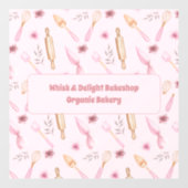 赤面ピンク&金ゴールドベーキング&料理用具ベーカリー ウィンドウサイン (シート)