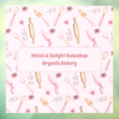 赤面ピンク&金ゴールドベーキング&料理用具ベーカリー ウィンドウサイン (シート3)