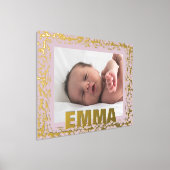 赤面ピンク |金ゴールドモダンテクスチャのフォトフレーム 箔ポスター (レイダウン)