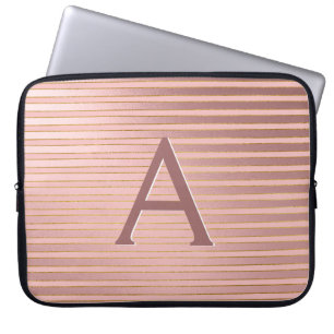 赤面ピンク&金ゴールドモノグガーリーラム ラップトップスリーブ